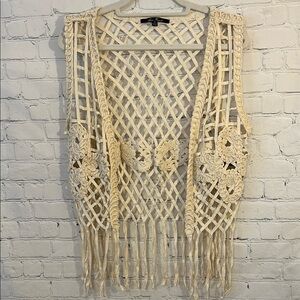 Anne French CreamBoho Fringe Vest